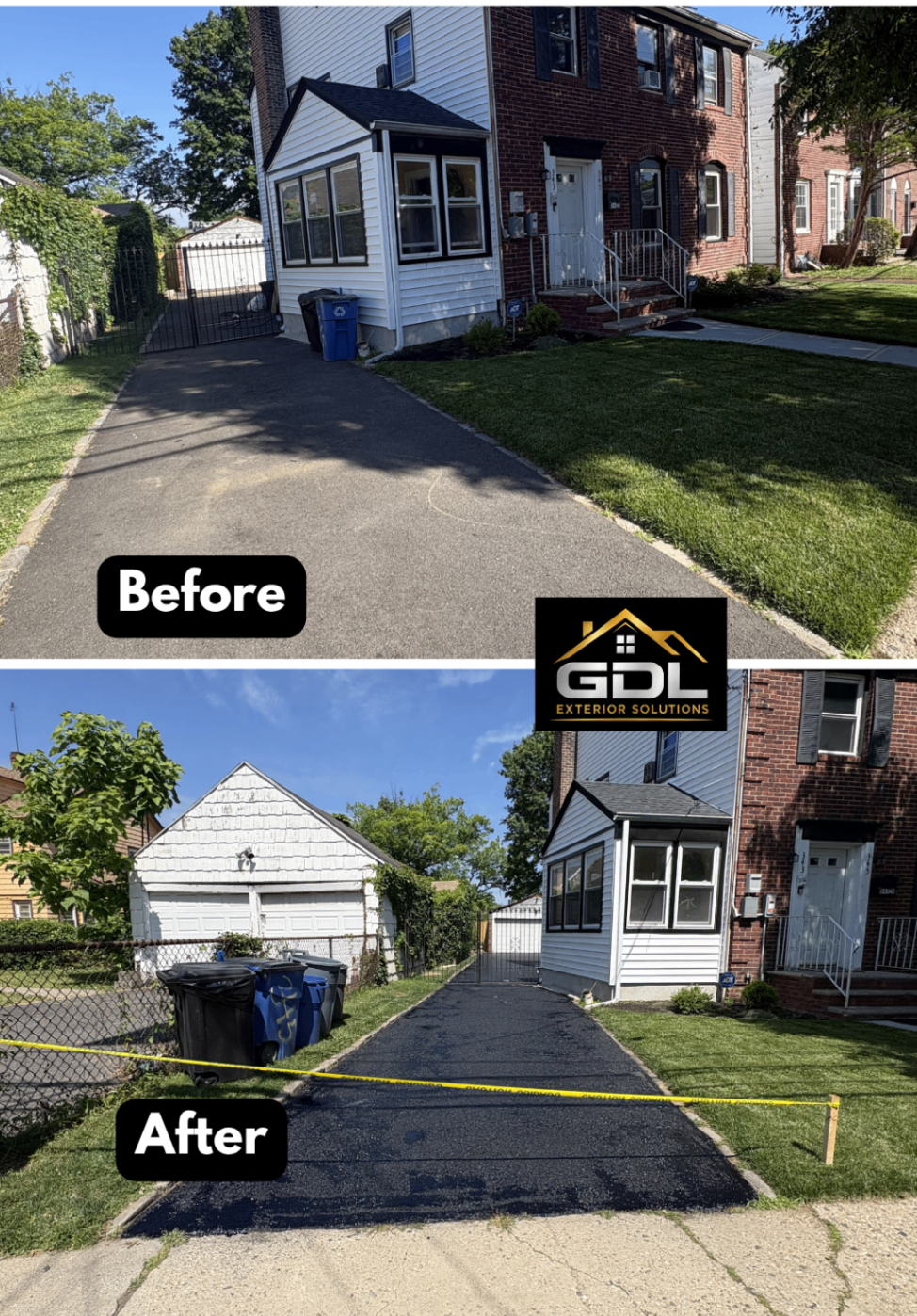 Urban Driveway Sealcoat — before and after by GDL Exterior Solutions