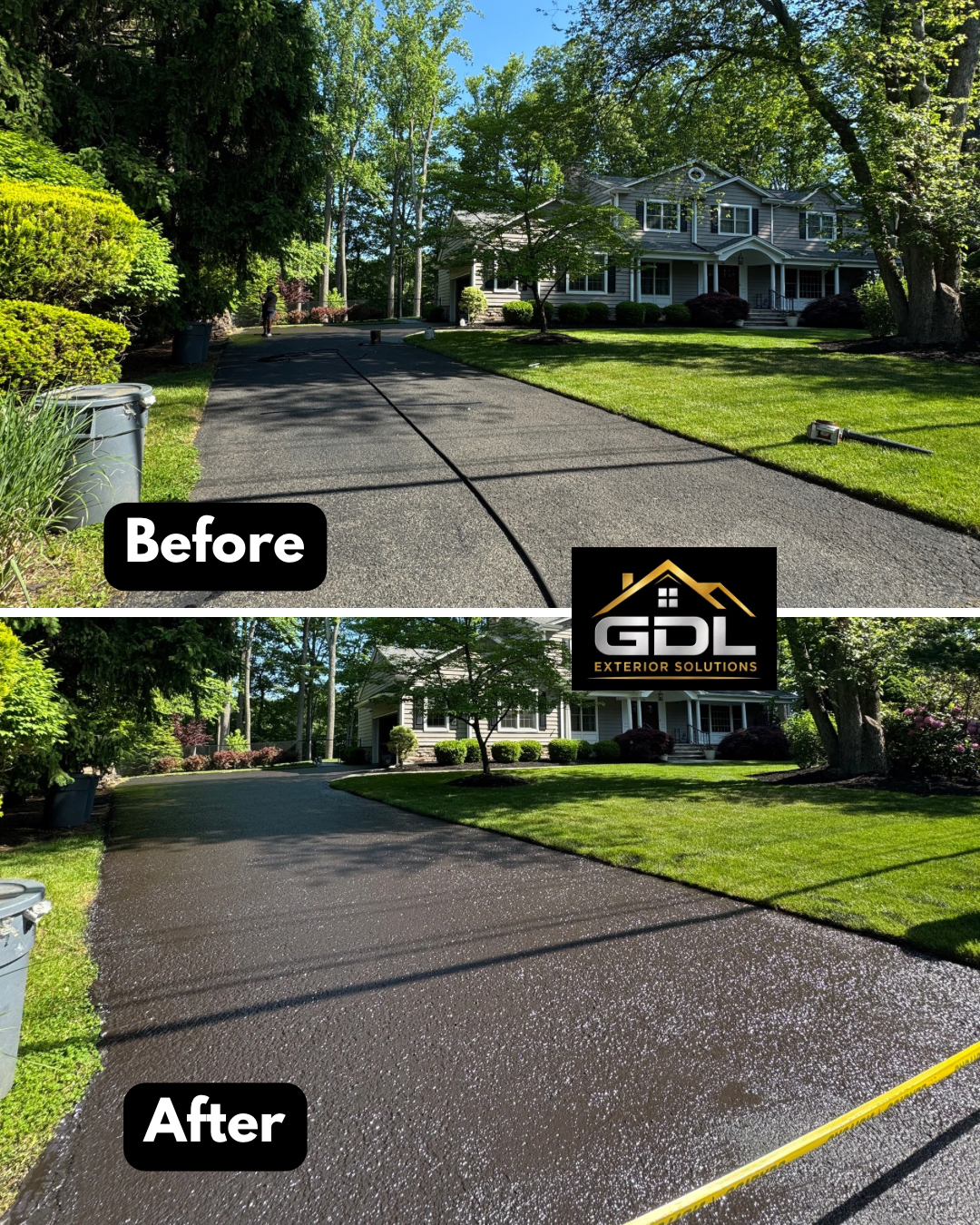 Wooded Property Driveway Refresh — before and after by GDL Exterior Solutions