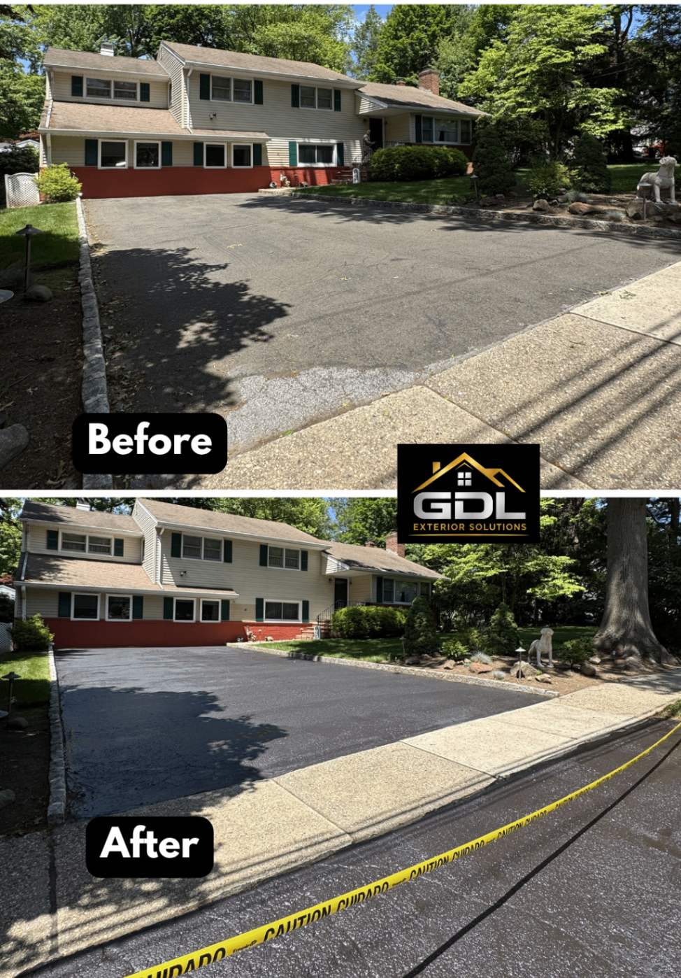 Full Driveway Sealcoating — before and after by GDL Exterior Solutions