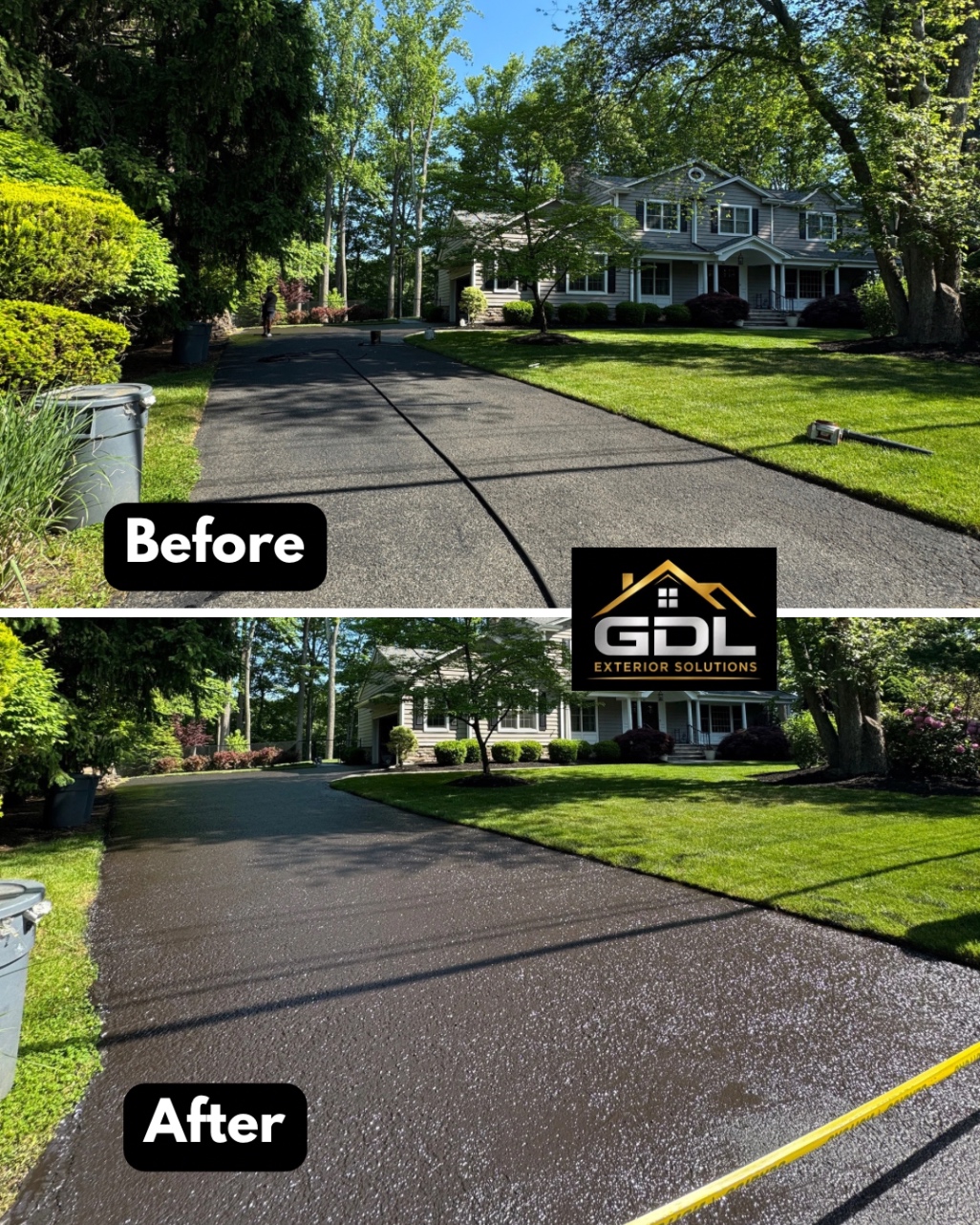 Residential Driveway Sealcoating — before and after by GDL Exterior Solutions